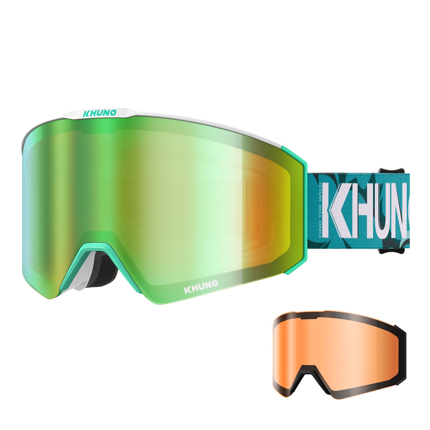 KHUNO NIMBUS Cylindrical Snow Goggles Dual ZEISS Lenses - Green Cirrus